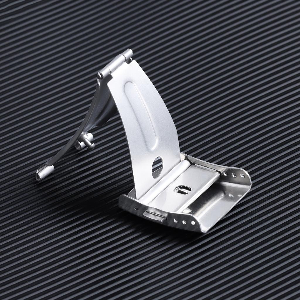 Double Push Button Fold Watch Clasp Deployment Silver Buckle 10 12 14 16 18 20 22mm Watch Strap Band  Stainless Steel Accessory
