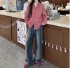 Women's Red Embroidered Plaid Shirt Jacket - Spring 2025 Small Size Casual Fashion