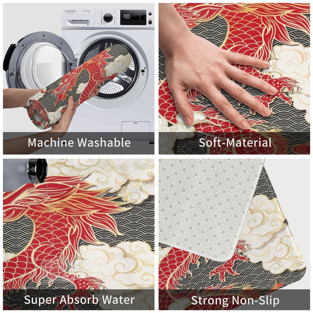 Chinese Red Dragon Front Door Floor Entrance Mats Outdoor Oriental Mythical Kitchen Bath Doormat Bedroom Carpet Rug