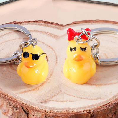 Cute Little Yellow Duck Keychain Charms Women Men Creative Animal Keyrings for Car Key Handbag Pendants DIY Jewelry Gifts