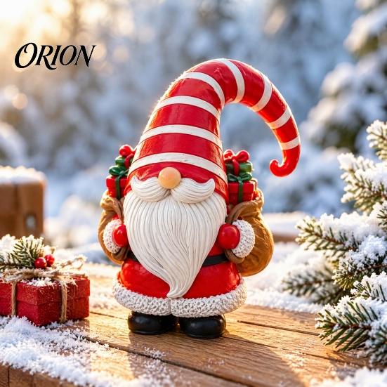 Indoor Christmas Party Supplies Gnome Figurine, Resin Swedish Tomte Statue with Xmas Tree/Gift Bag, Gnomes for Home Decor Collectible Holiday