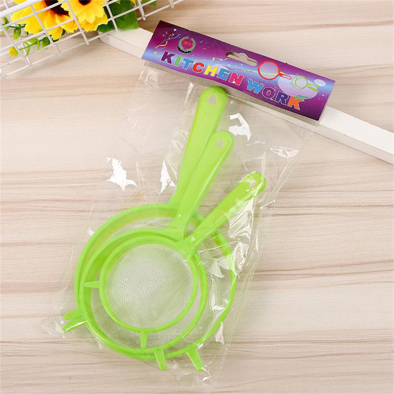 Set Plastic Fine Mesh Scoop Strainer Colander Flour Sieve With Handle Juice Tea Strainer Tool Kitchen Tools Accessories