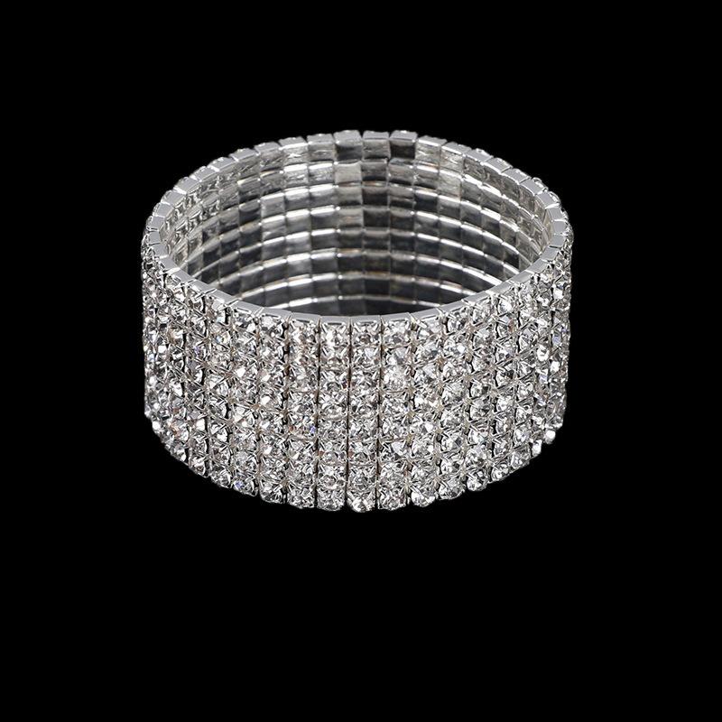 Women's Full Diamond Elastic Bracelet, Fashion Rhinestone Stretch Bangle