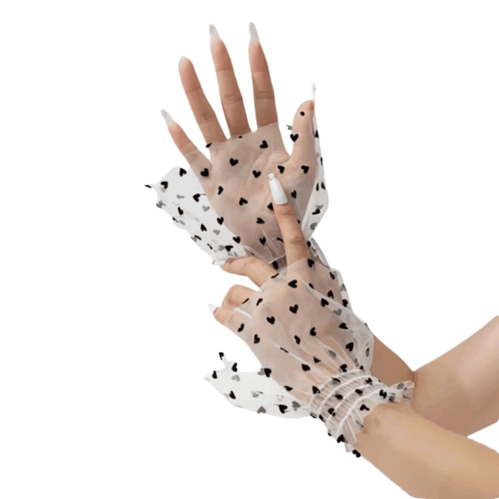 

Short Nail Art Sleeves Lace Fake Pleated Cuff All-match Polka Dot Fake Sleeves Photography Props White Black Heart