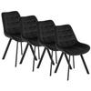 Set of 4 Rick Upholstered Chairs for Living Room Black Velvet Modern Loft