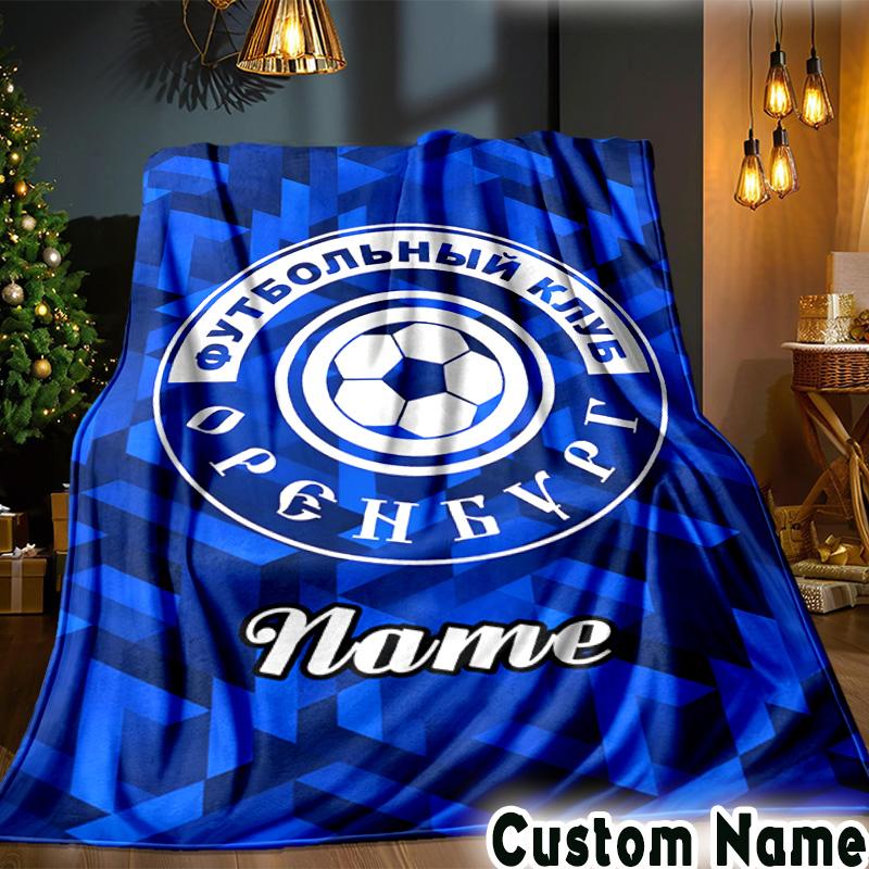 Custom Name FC Orenburg Emblem Throws Blanket Flannel Blankets for Couch Bed Gifts for Men Women Picnic Blanket Christmas Fan Gifts