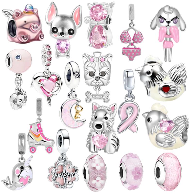 Pink Multiple Series Charm Bead Pendant Fit Original Europeancopper Jewelry & Diy Making Unique Fine Jewelry