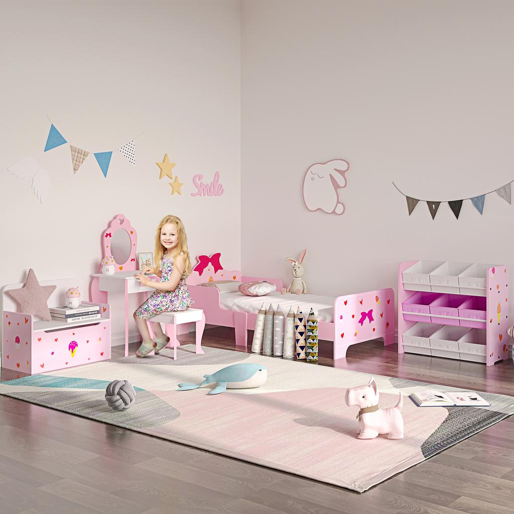 Kids Storage Rack, with Nine Removable Baskets, for Nursery, Bedroom, Playroom - Pink