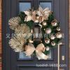 Christmas Decorative Wreath With Gold Bow Hanging Ornament Door Wall Home Festive Decoration