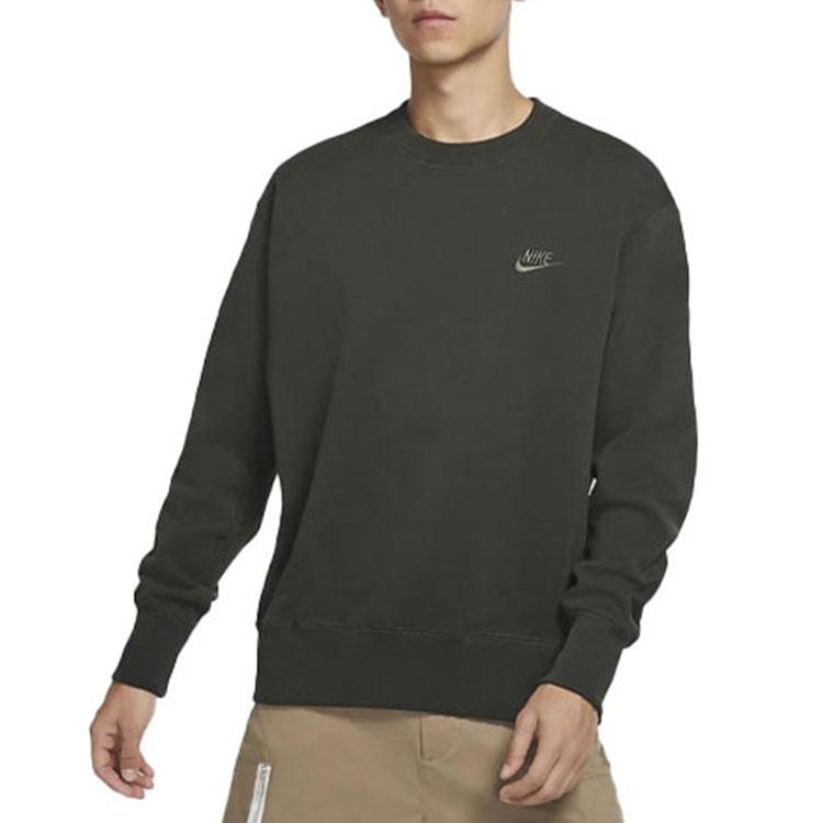 Men's Nike Sportswear Logo Casual Sports Round Neck Pullover Brown Green DA0022-355