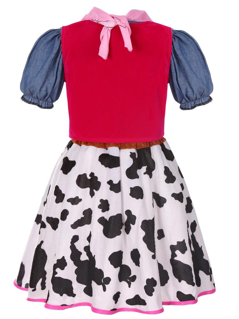 Girls' Blue Denim Cowboy Halloween Costume Set for Festival, Party & Cosplay