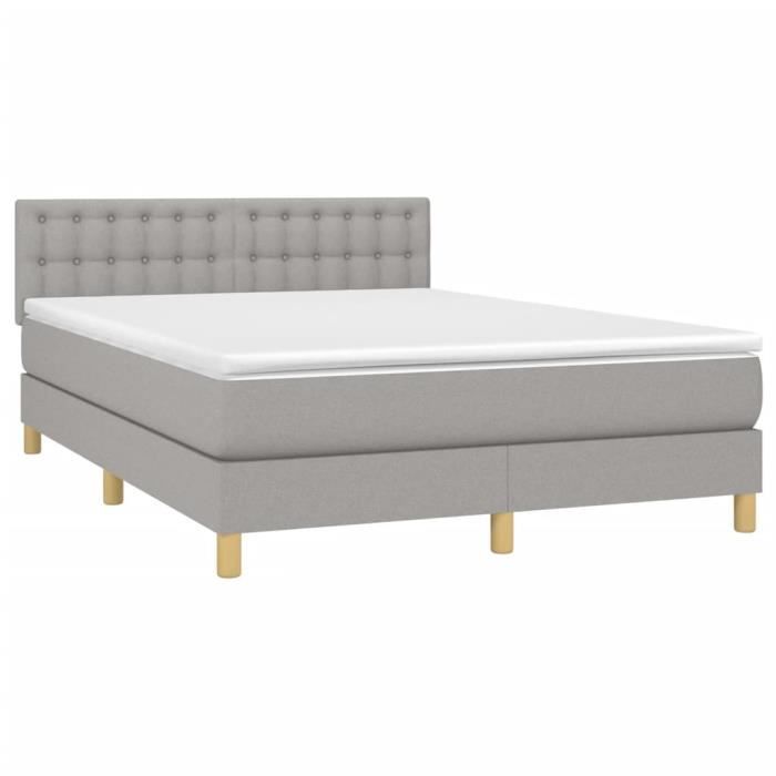 VidaXL Divan Bed with Mattress Light Grey 140x200cm Fabric - Model 3140937