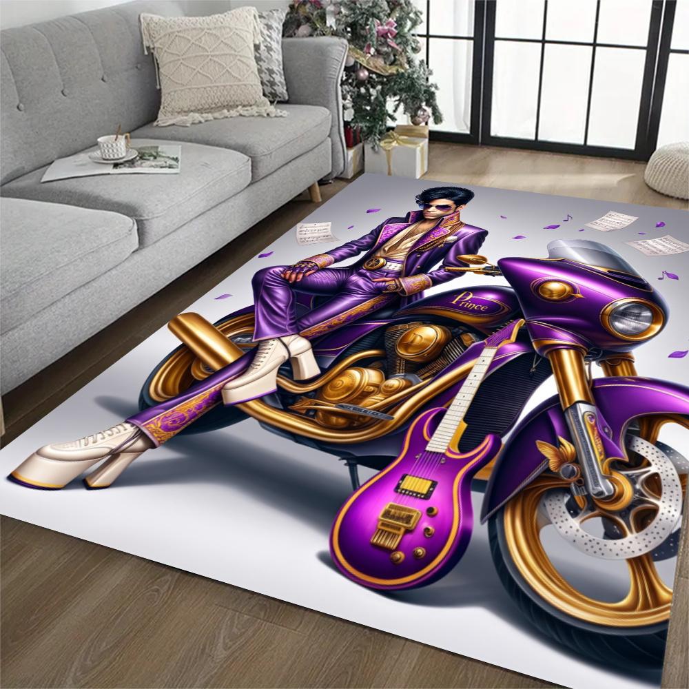 Prince Purple Guitar Performance Carpet Suitable For Outdoor Playrooms Dormitory Study Room Antislip Rug Office Home Decor Wedding Party Gift