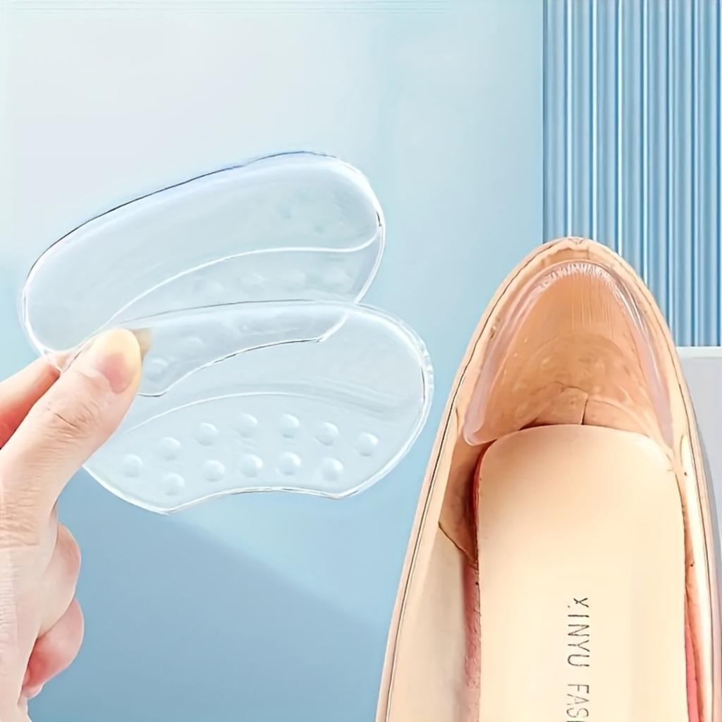 Ultra-Soft Silicone Heel Pad - Anti-Friction & Anti-Slip with Massage Points, Shoe Size Adjuster, High Heel Heel Insole, Half-Size Pad