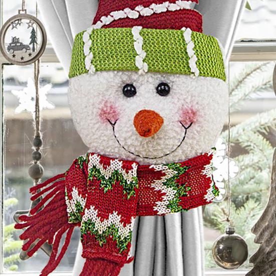 Christmas Curtain Tieback Buckle Snowman Santa Claus Curtain Holdback Fastener Xmas Window Decoration for Holiday Home Decor