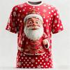 Pánská trička s dlouhým rukávem s módním 3D potiskem vzoru Santa Clause s kulatým výstřihem - Měkká polyesterová tkanina se střední pružností, letní oblečení volného střihu