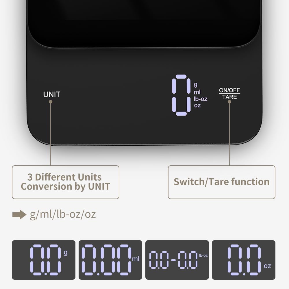 OBEST CK2353 Digital Compact Scale with Tare and Counting Glass Touch Black Functions, Scale, Switch,