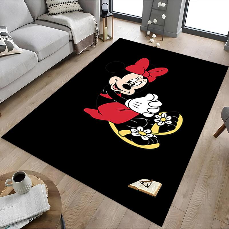 Minnie Mouse Floral Pose Carpet For Playroom Bedroom Living Room Sofa Home Decorkids Game Area Rug Nonslip Floor Mat