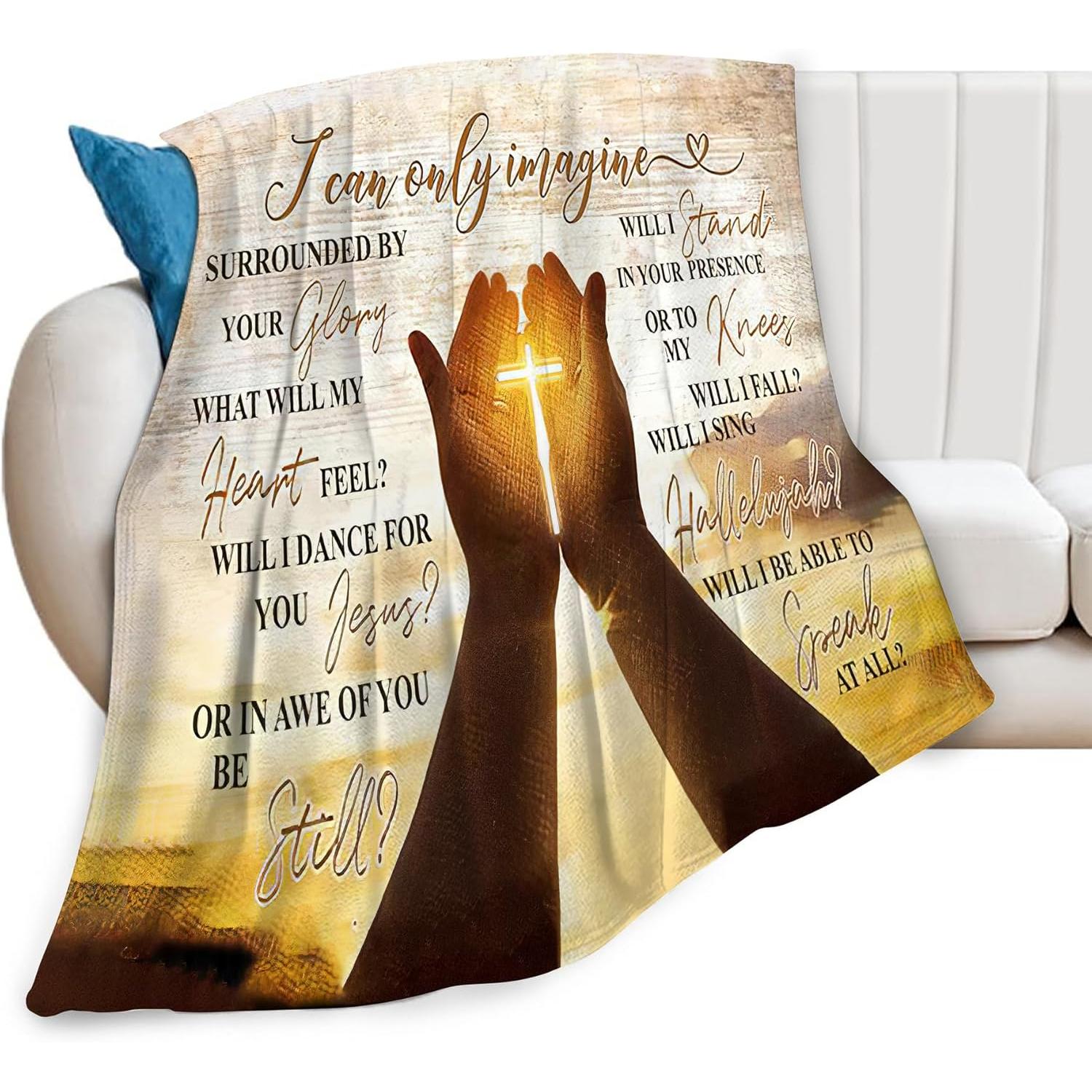 

Christian Cross Hand of God Blanket Scripture Serenity Prayer Throw Blanket for Women Girls Soft Cozy Warm Fuzzy Fleece Religiou 75x90cm