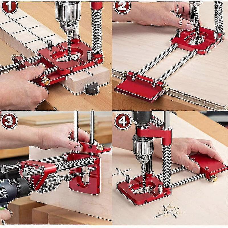 Drill Locator Portable Drill Jig Guide Precise Drill Locator Steel Carpenter Woodworking Tool Model: Black - DD