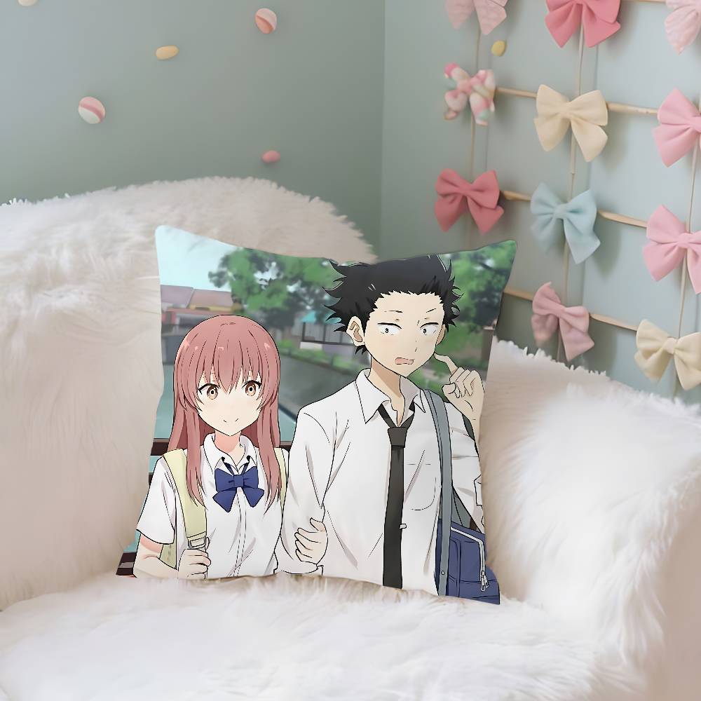 Anime A S-Silents-Voices Pillow Case Cushion Cover Soft Cute Throw Pillow Case For Car Sofa Pillowcase Polyester With Zipper