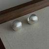 Exquisite Niche Metal Brushed Matte Ball Stud Earrings for Women's Commuting Senior Temperament Simple and Versatile Earrings