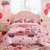 3pc Valentine's Day leopard print car print coreless duvet cover set multi size bedroom dormitory bedding holiday decoration