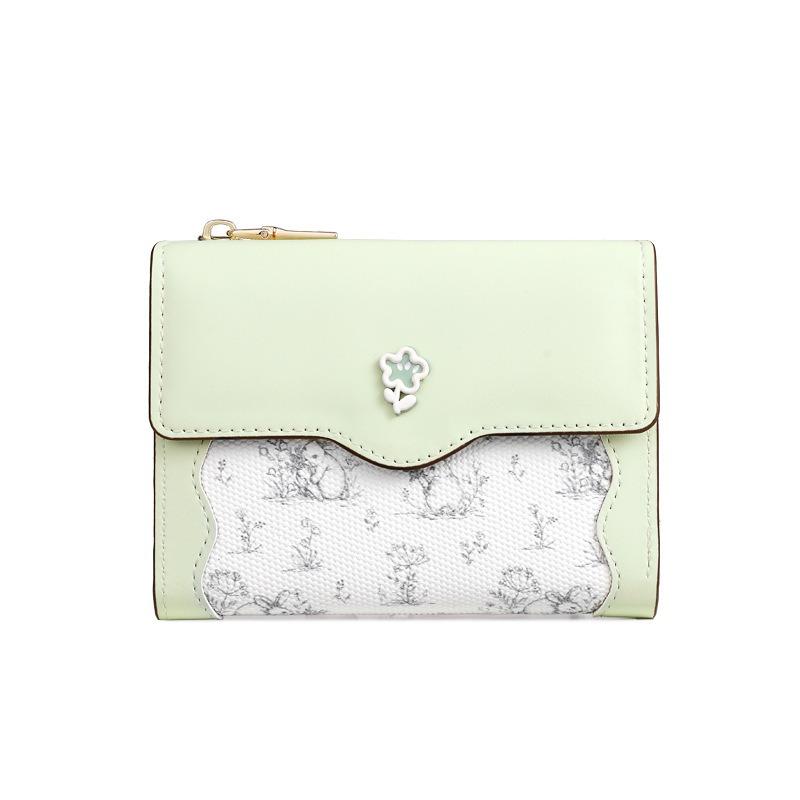 Hot-selling wallet women's card bag simple integrated flowers and plants small fresh girls change bag zipper