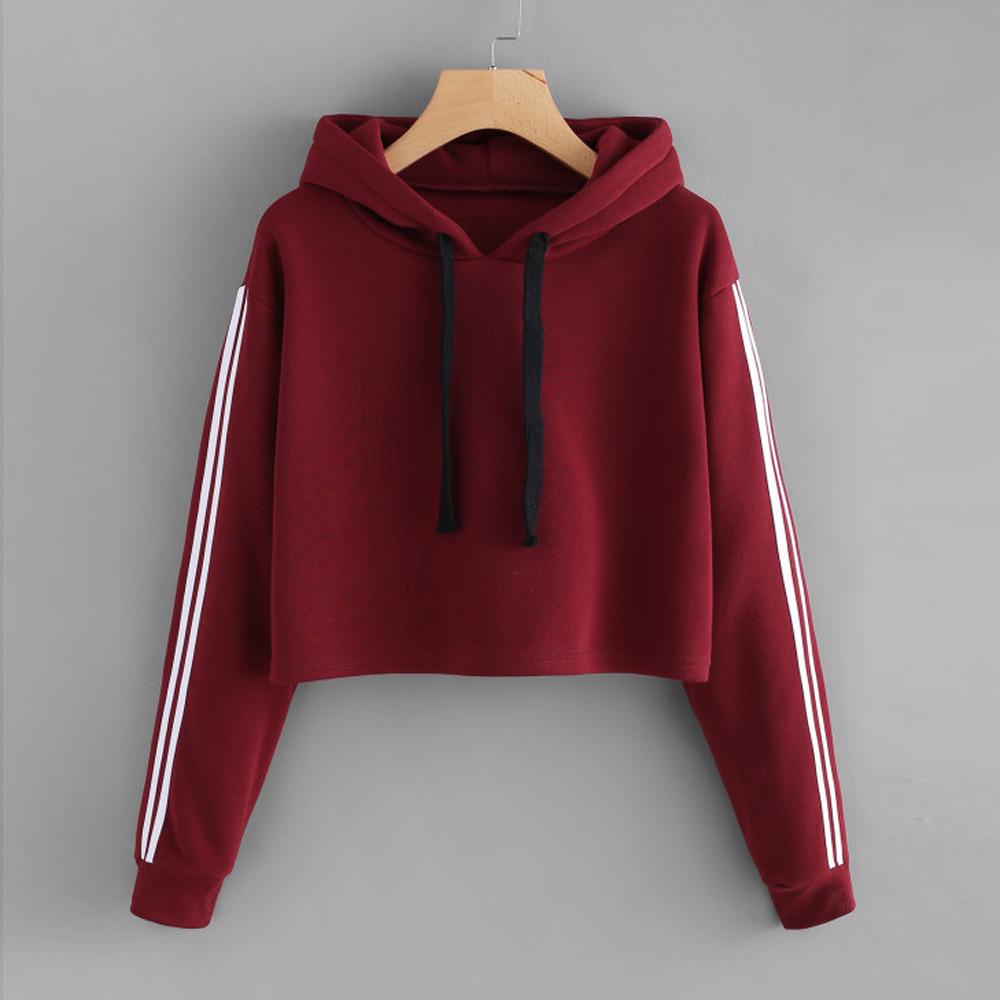 Women's Striped Long Sleeve Solid Hooded Hoodie Sweater Womens Sweatshirt Jumper Hooded Warm Pullover Tops