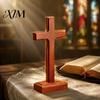 Religious Home Ornament Solid Wood Stand Tabletop Ornament, Wooden Standing Christian Gifts, Meditation Room Decor Faith for Prayer Desktop