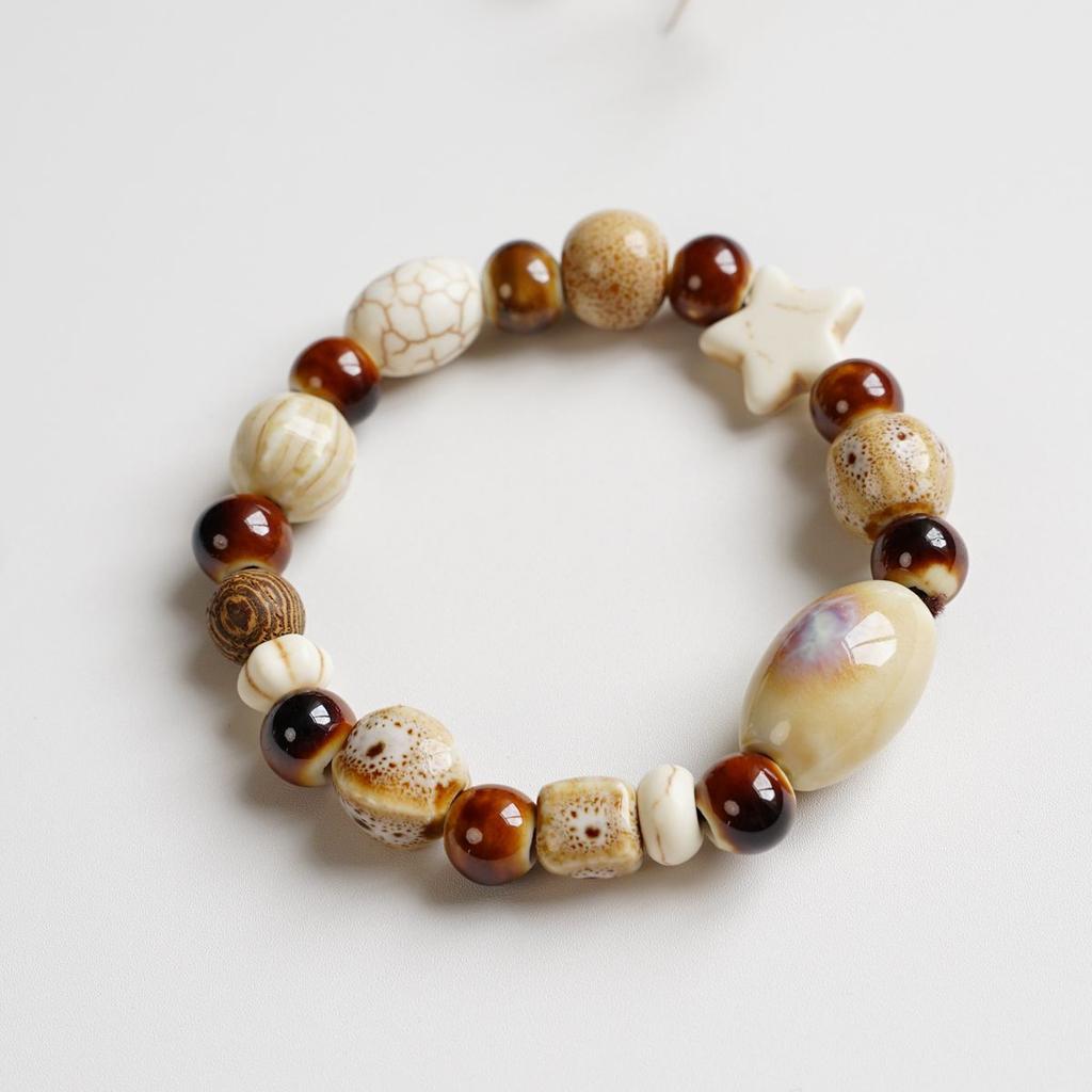 Dunhuang Color Jingdezhen Ceramic Bracelet Original New Chinese Ancient Style Beaded Simple Popular Bracelet Female