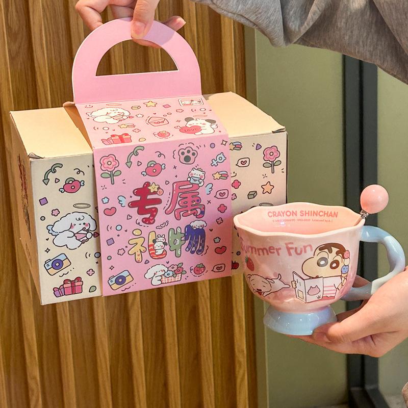 Crayon Xiaoxin Joint Water Cup Girls High Value Mug Couple Ceramic Water Cup Birthday Gift Souvenir