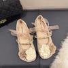 French Evening Wind Mary Jane Shoes 2025 Super Soft Sole Fairy Wind Gentle Cheongsam Shoes Retro Heels Shoes Shallow Mouth Women