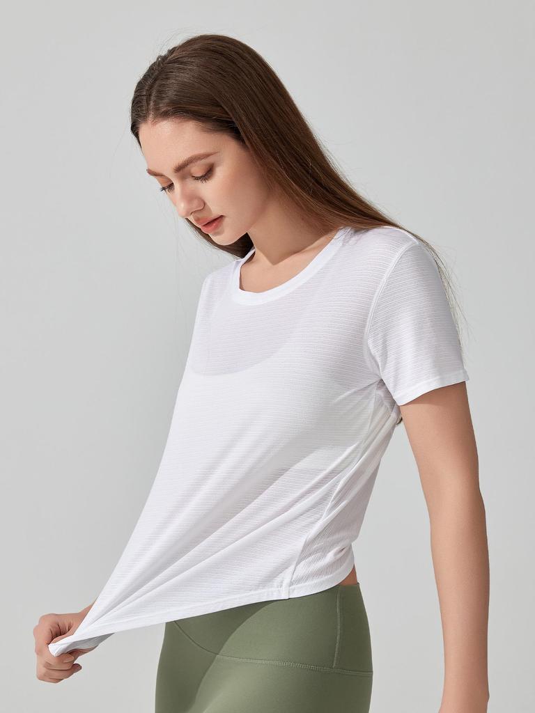 Women's Cross-Border Yoga T-Shirt - Lightweight, Breathable, Short Sleeve, Hollow Back, Perfect for Dance, Fitness, Running.
