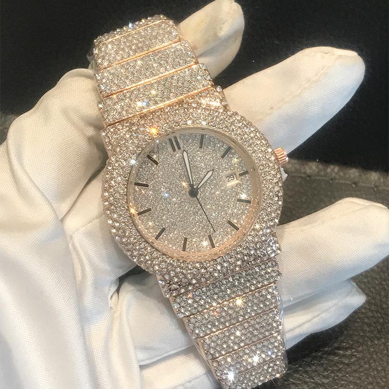 Orologio al Quarzo di Lusso 2026 Full Star: Stile Hip Hop con Intarsio di Diamanti e Cinturino in Acciaio per Uomini e Donne