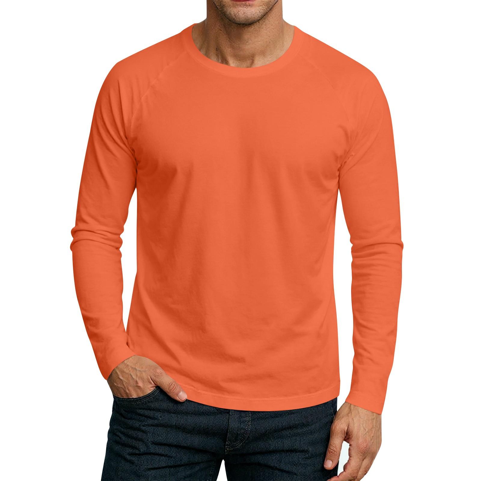 

Мужской топ-футболка с круглым вырезом и длинным рукавом M оранжевый