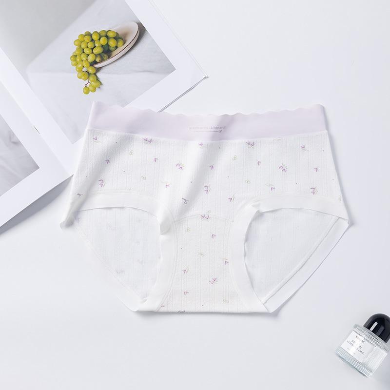 Women S Mid Waist Floral Cotton Underwear Antibacterial Long Crotch Panties
