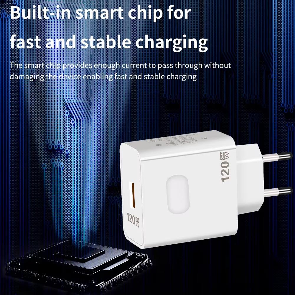 120W GaN Fast Charger for Huawei, Xiaomi, Samsung - EU/US Standards, QC3.0 USB Compatible