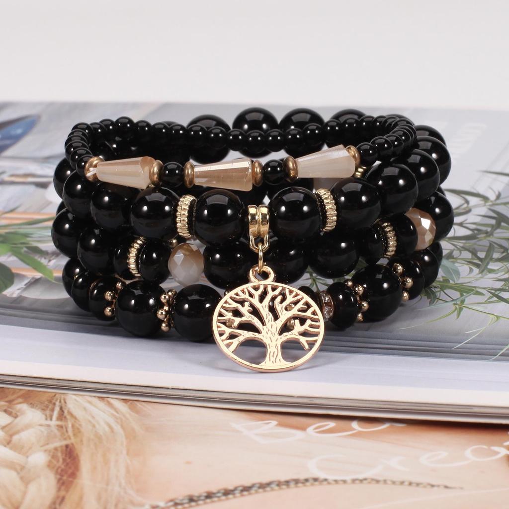 Bohemian Ethnic Beaded Bracelet with Tree of Life Pendant