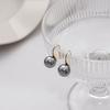 Retro temperament gentle round gray pearl earrings, simple daily commuting light light luxury high-end ear hook woman