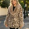 Womens Faux Fur Mink-Style Coat With Detachable Collar Mid-Length Winter Jacket Elegant Office Wear