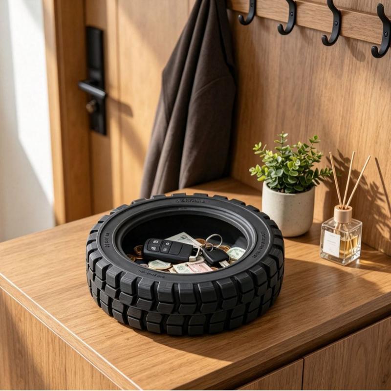 3D Printed Miniature Tire Storage Tray Miscellaneous Tray Decoration Storage Box Workbench Storage Suitable For Home Decoration