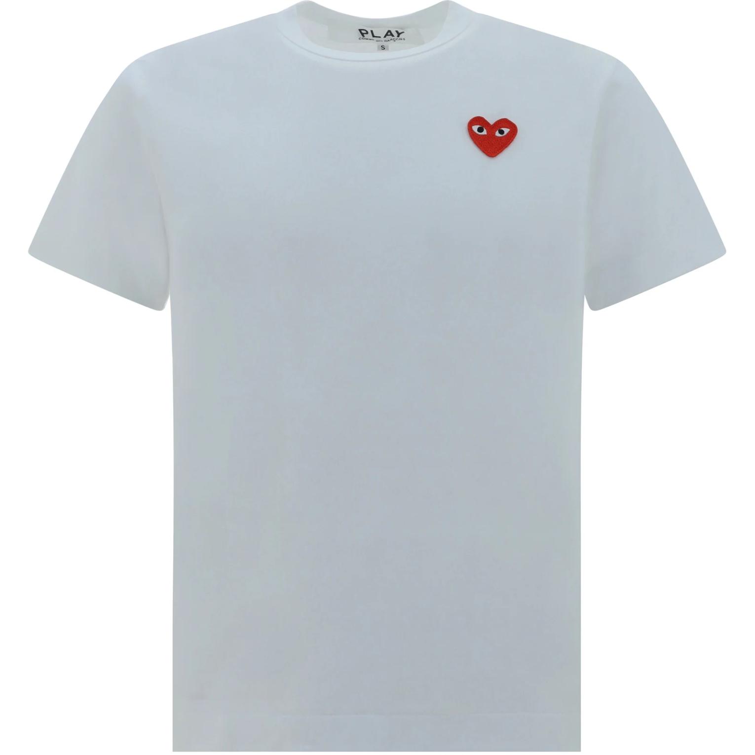 

CDG Play T Shirts Men s White Crew Neck Moderate Straight Fit AX-T108-051-2 S