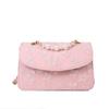 2025 New Women's Bag Flow Fashion Pearl Handbag Silk Printed Small Square Bag Chain Shoulder Messenger Bag