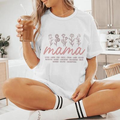 Trendy Unisex Tshirts Mama Boho Floral Graphic T Shirts Praise Mom Print Tees Vintage Short Sleeve Tops Gifts For Mother