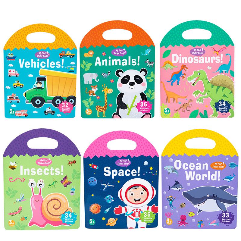 Wooden Children'S Early Education Portable Jelly Sticker Theme Puzzle Quiet Sticker Book Baby Enlightenment Learning Educational Toys