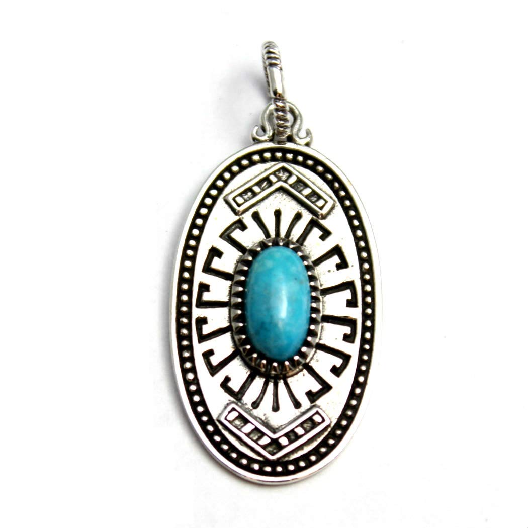 Good Vibrations Turquoise Native American Pendant, Sterling Silver 925