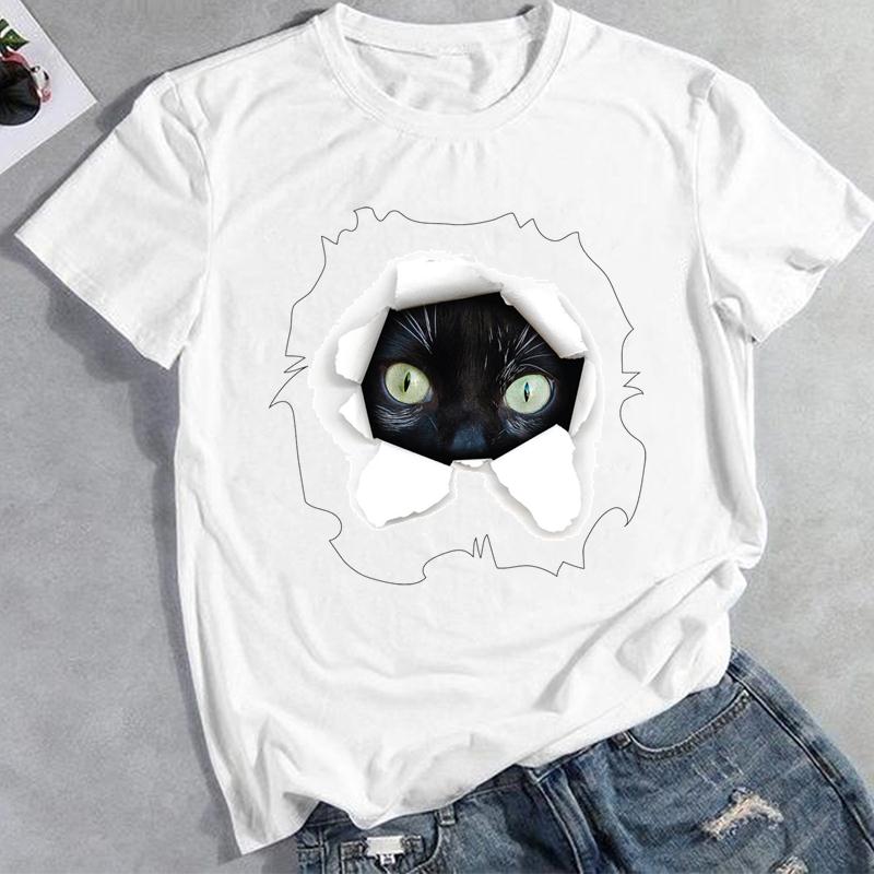 European sizes Lady Female Print Tee Summer Fashion 3D Cat Lovely Trend Graphic T-shirt Clothing Casual  Women Top Tshirt Short Sleeve