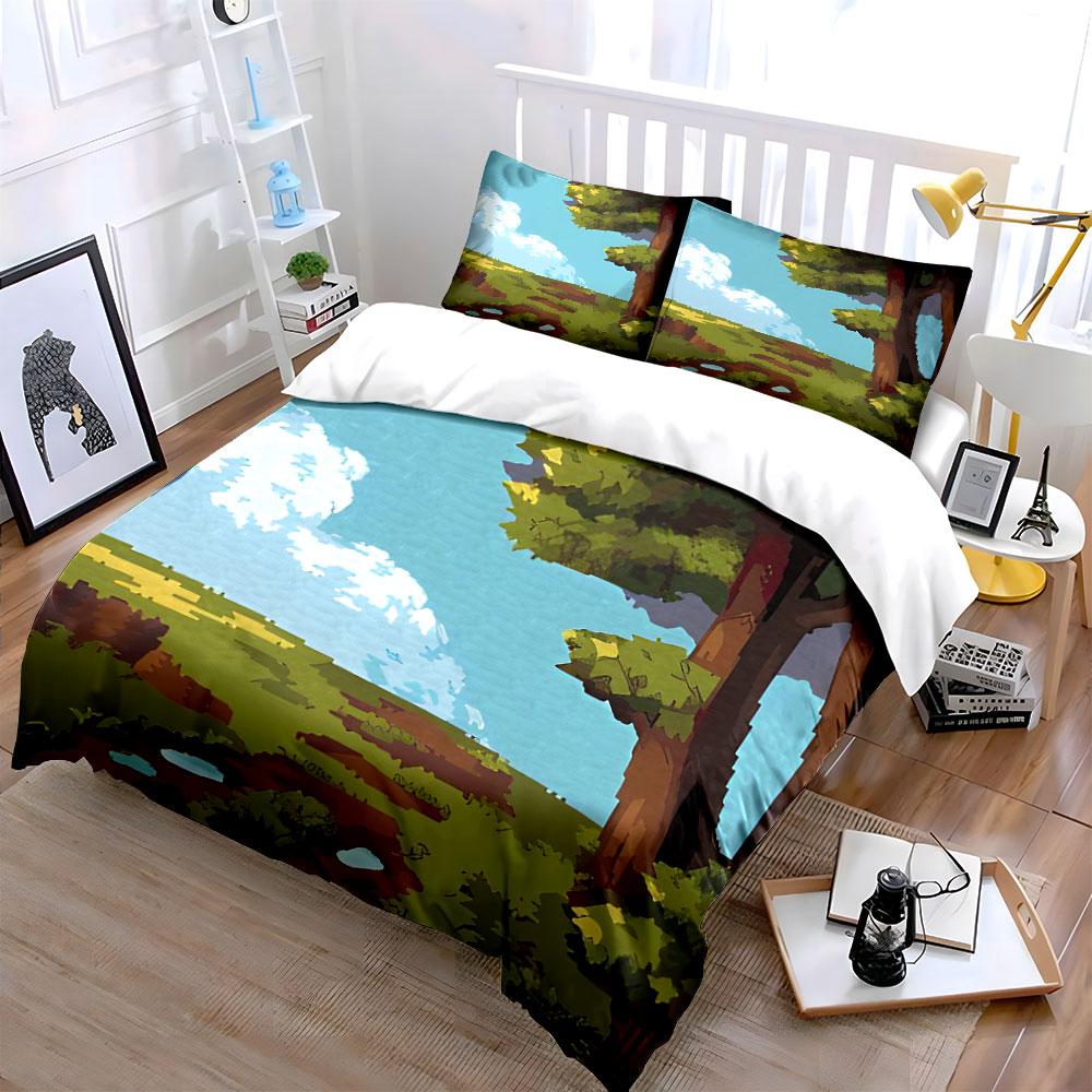 Whimsical Pixel Forest Enchantment. Bedding Sets Duvet Covers Pillowcases(1* Duvet Cover 2* Pillowcases Without Duvet Insert)