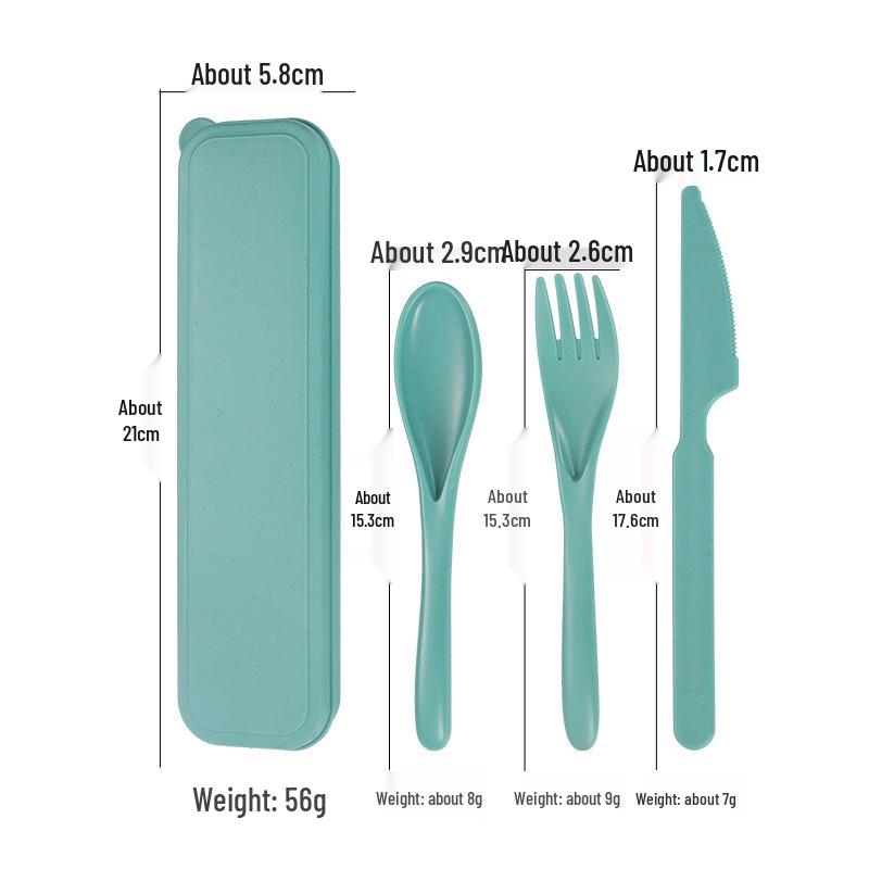 Portable Wheat Straw Cutlery Set: Reusable Fork, Knife, and Spoon for Students and Travel